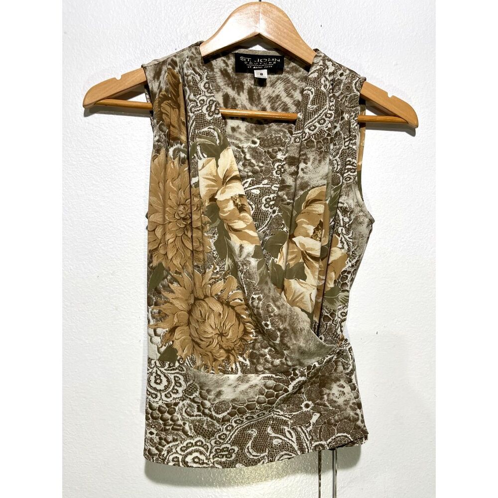 St. John Couture by Marie Gray wrapped top floral Y2K office siren women 4